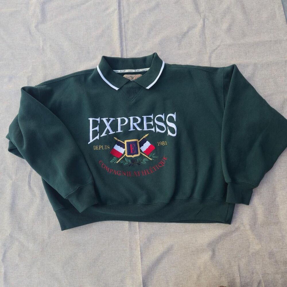 Express Women's Green Sweatshirt